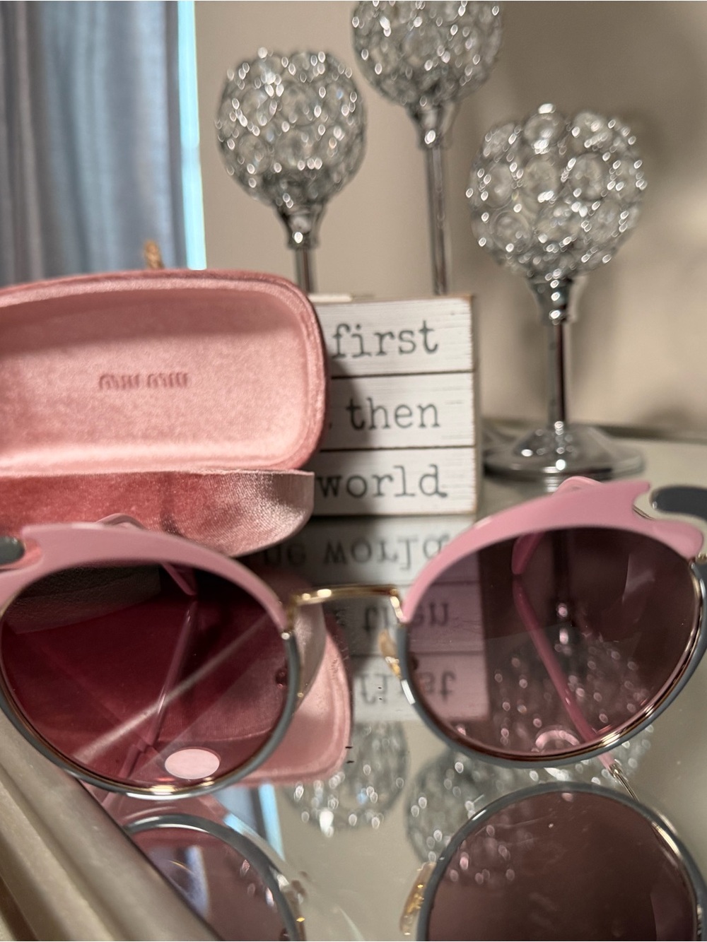 Miu Miu Pink Round Sunglass with Gradient Lenses